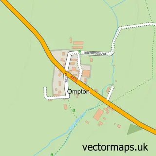 Street map sample of Ompton, Nottinghamshire