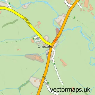 Street map sample of Onecote, Staffordshire