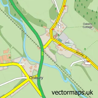 Street map sample of Onibury, Shropshire