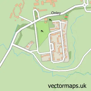 Street map sample of Onley, Northamptonshire