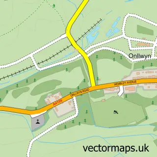 Street map sample of Onllwyn, West Glamorgan