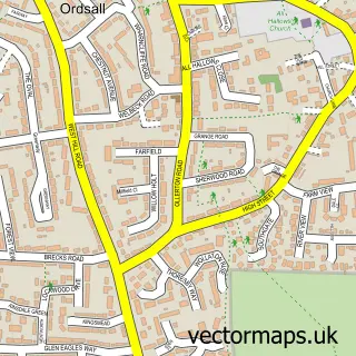 Street map sample of Ordsall, Nottinghamshire