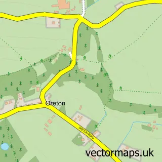 Street map sample of Oreton, Shropshire