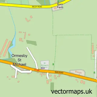 Street map sample of Ormesby Saint Michael, Norfolk