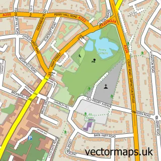 Street map sample of Orpington, Greater London