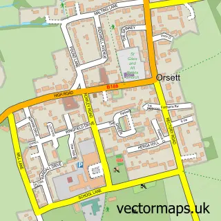 Street map sample of Orsett, Essex