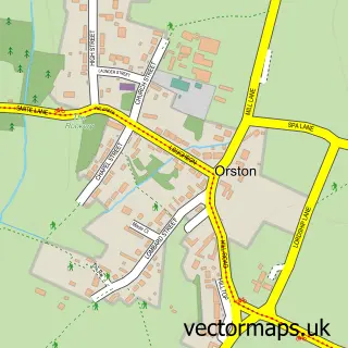 Street map sample of Orston, Nottinghamshire