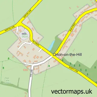 Street map sample of Orton on the Hill, Leicestershire