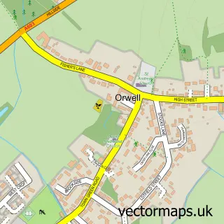 Street map sample of Orwell, Cambridgeshire