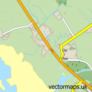 Street map sample of Ose, Ross and Cromarty