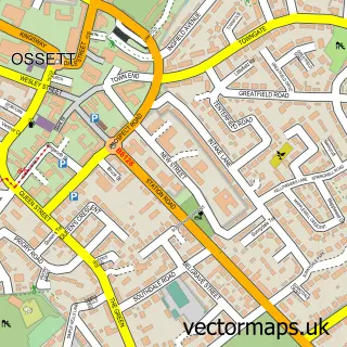 Street map sample of Ossett, West Yorkshire