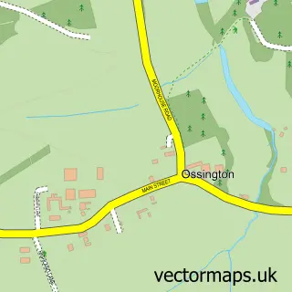 Street map sample of Ossington, Nottinghamshire