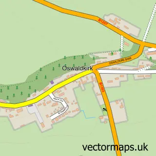Street map sample of Oswaldkirk, North Yorkshire