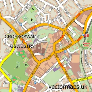 Street map sample of Oswestry, Shropshire