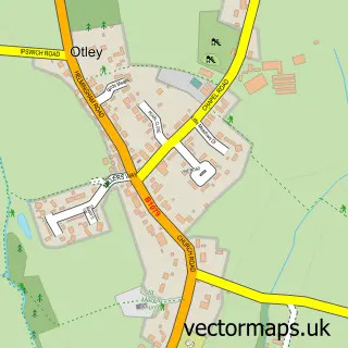 Street map sample of Otley, Suffolk