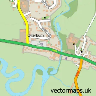 Street map sample of Otterburn, Northumberland