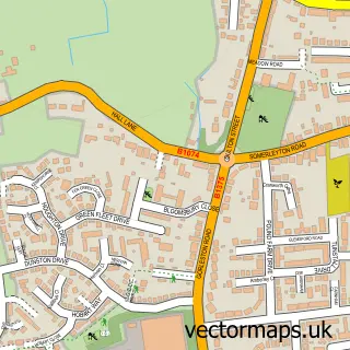 Street map sample of Oulton, Suffolk
