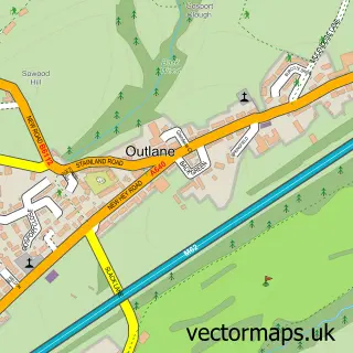 Street map sample of Outlane, West Yorkshire
