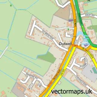 Street map sample of Outwell, Norfolk