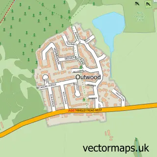 Street map sample of Outwood, Greater Manchester