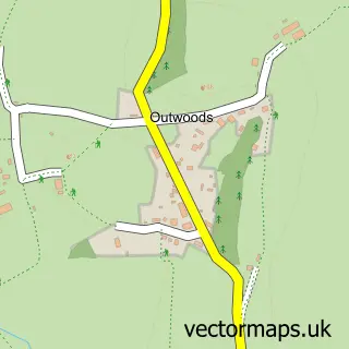 Street map sample of Outwoods, Staffordshire