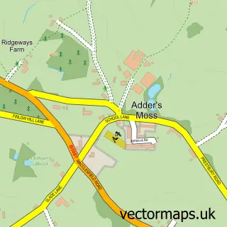 Street map sample of Over Alderley, Cheshire