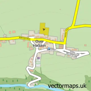 Street map sample of Over Haddon, Derbyshire
