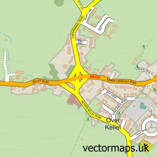 Street map sample of Over Kellet, Lancashire