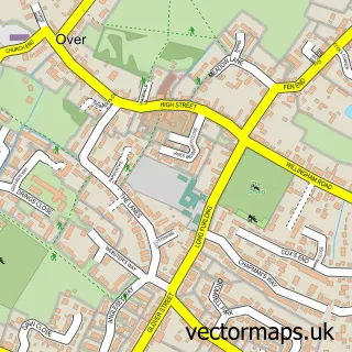 Street map sample of Over, Cambridgeshire