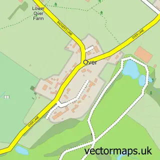 Street map sample of Over, Gloucestershire