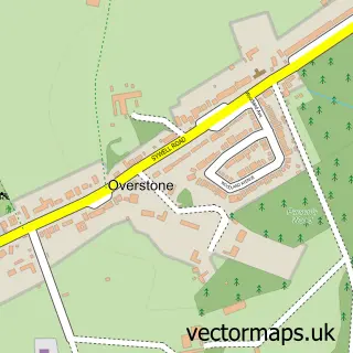 Street map sample of Overstone, Northamptonshire