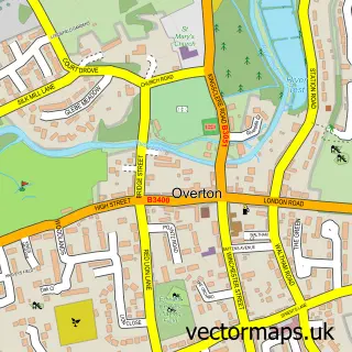 Street map sample of Overton, Hampshire