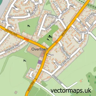 Street map sample of Overtown, Lanarkshire