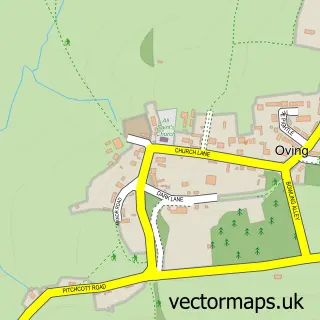 Street map sample of Oving, Buckinghamshire