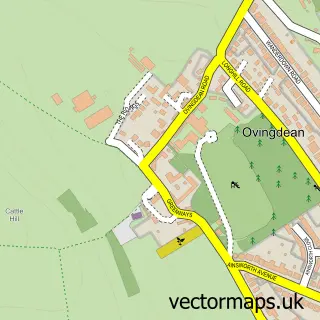 Street map sample of Ovingdean, East Sussex