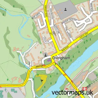 Street map sample of Ovingham, Northumberland