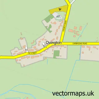 Street map sample of Ovington, Norfolk