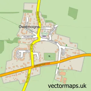 Street map sample of Owermoigne, Dorset