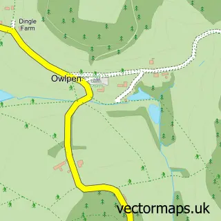 Street map sample of Owlpen, Gloucestershire