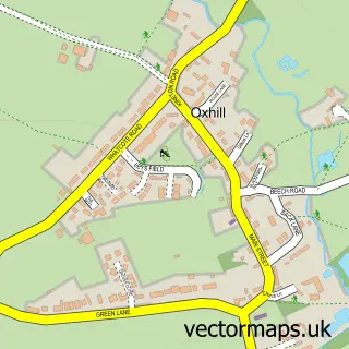 Street map sample of Oxhill, Warwickshire