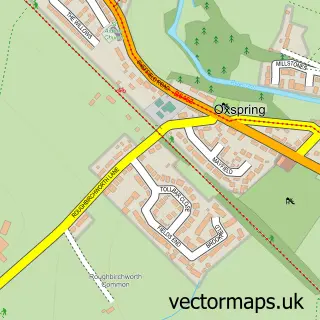 Street map sample of Oxspring, South Yorkshire