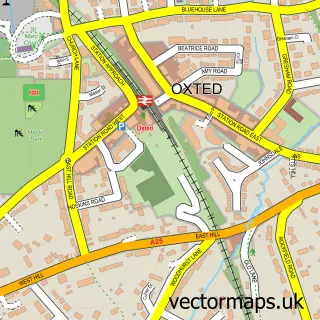 Street map sample of Oxted, Surrey
