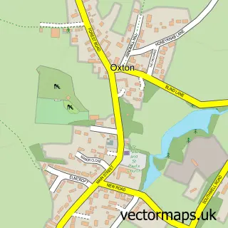 Street map sample of Oxton, Nottinghamshire