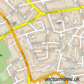 Street map sample of Oxton, Merseyside