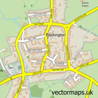 Street map sample of Packington, Leicestershire