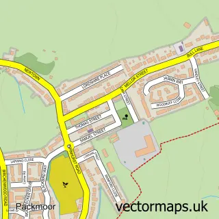 Street map sample of Packmoor, Staffordshire