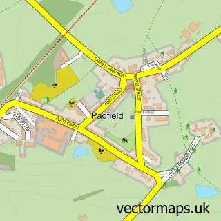 Street map sample of Padfield, Derbyshire