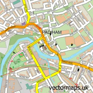 Street map sample of Padiham, Lancashire