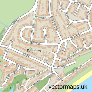 Street map sample of Pagham, West Sussex