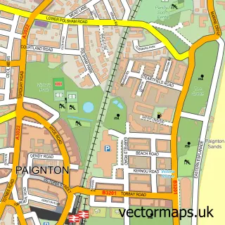 Street map sample of Paignton, Devon